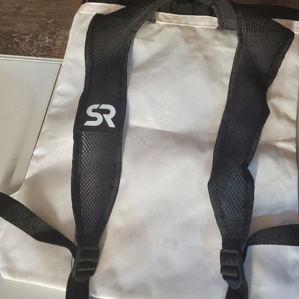 Sweet Sweat Gym Drawstring Bag/ Backpack White Black workout running lifting bag